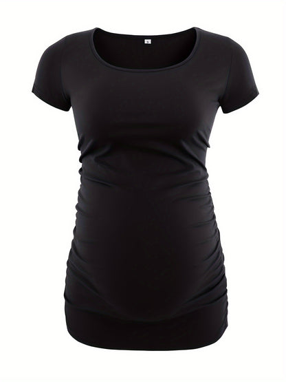 Women's Maternity Classic Side Ruched T-Shirt Tops Mama Pregnancy Clothes