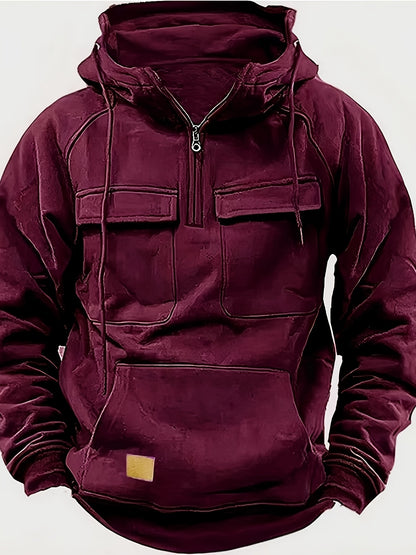 Men's Black Polyester Hoodie - product view 1