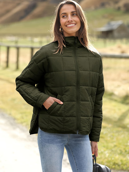 Buoniyk Women's Oversized Splice Quilted Lightweight Puffer Jacket Casual Padded Coat