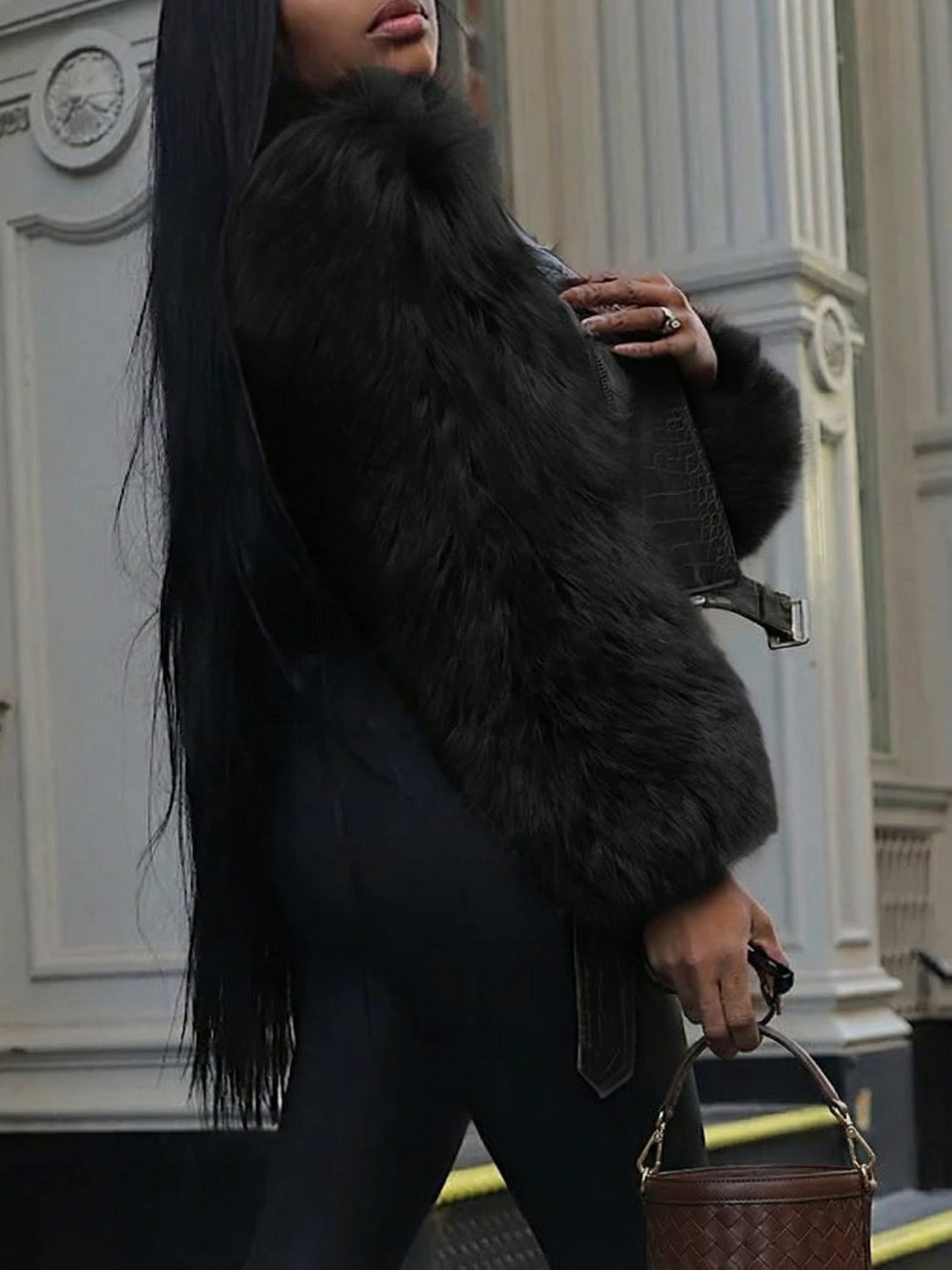 New Women'S Fluffy Faux Leather Short Jacket With, Fashionable, Sexy, Warm Coat, Autumn And Winter Versatile Women'S Faux Leather Jacket