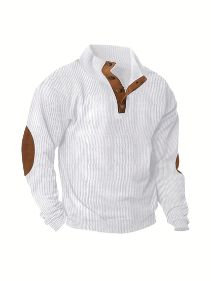 Men'S Autumn And Winter Outdoor Loose Jacket, Corduroy Casual Stand Up Collar, Long Sleeved Button Hoodie, Men'S