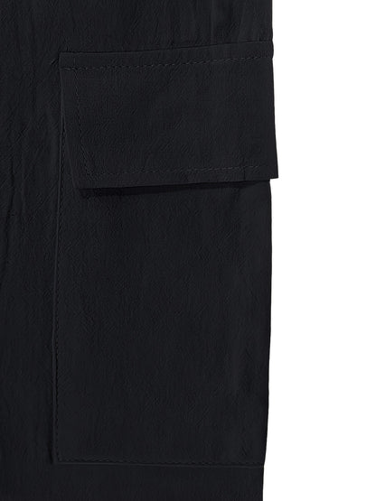 Men'S Spring/Summer Thin Breathable Casual Pants, Loose Fit, Solid Color, Drawstring Wide-Leg Trousers