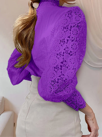 [Plus Size Floral Panels] Plus Size, French Loose Chic Buttons, Heavy Lace, Cut-Out Floral Panels