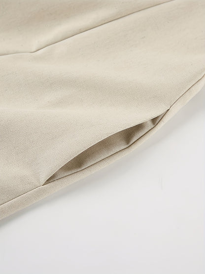 Linen Women's High-Waisted Strapless Backless Patchwork Pocket Dress Lightweight Casual Vacation Dress with Smooth Texture, Solid Color Long Dress for Spring Summer