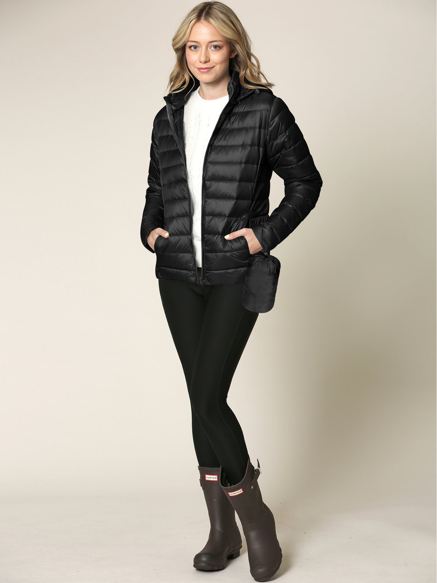 Women's Ultra Light Weight Packable Down Jacket with Removable Hood