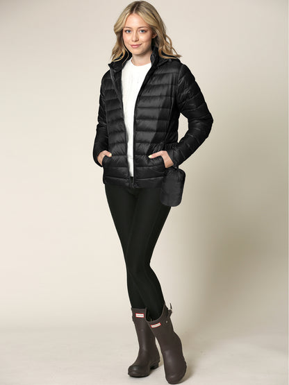 Women's Ultra Light Weight Packable Down Jacket with Removable Hood
