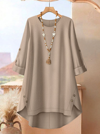 Plus Size, Plus Size - Plus Size - A Stylish 2pcs Ensemble Featuring Oversized Asymmetrical Button-Up Tops for Women, Matched with Printed Wide-Leg Trousers, Radiating Everyday Sophistication