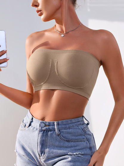 3pcs Esselegance Plus Size Strapless Bras for Women, Seamless Bandeau Tube Bra -Wire-Free Non-Slip Design, High-Stretch And Breathable for Backless Dresses Daily Comfort