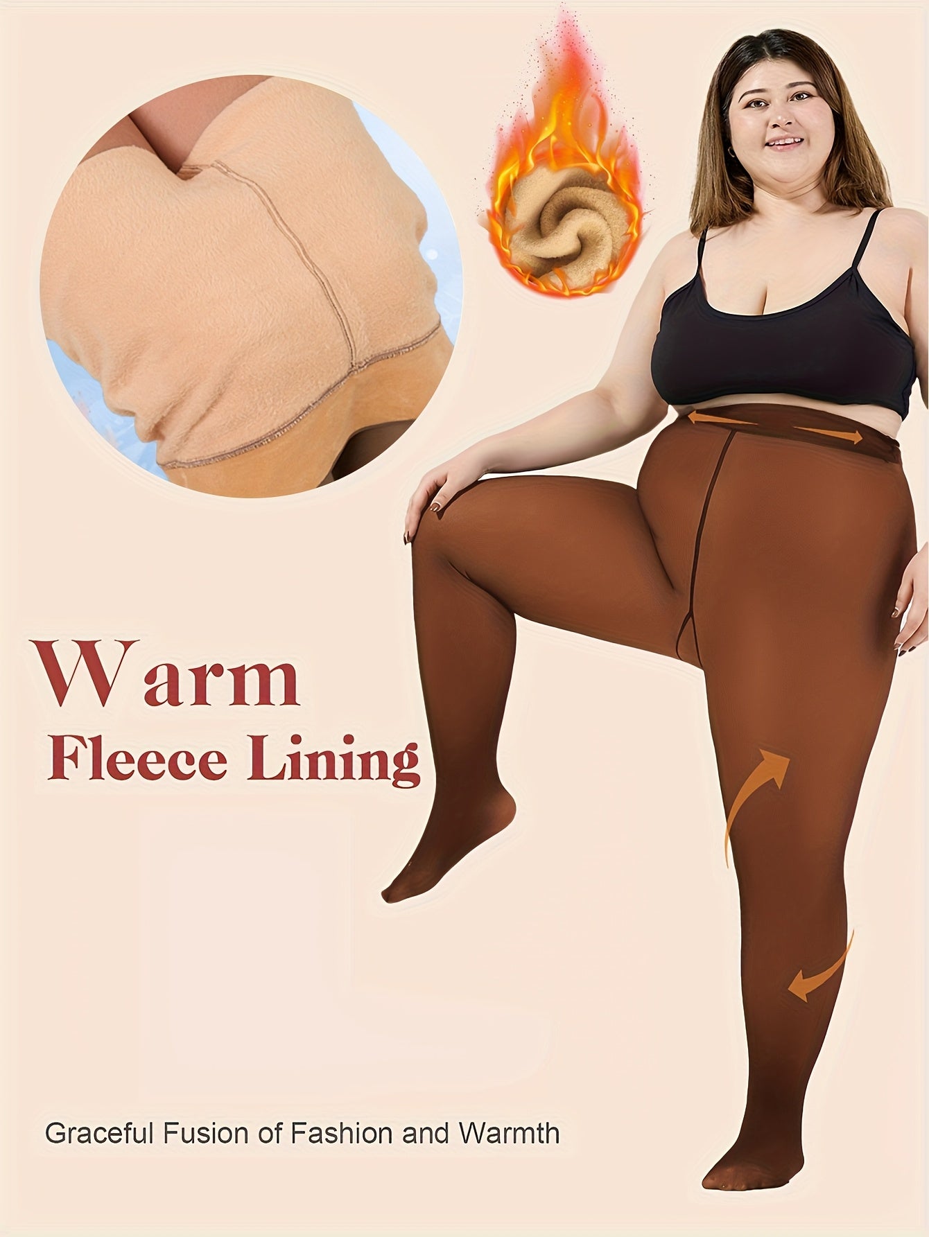 1pc Women's Winter Plus Size Warm Pantyhose - Autumn And Winter Fleece-lined Leggings, Soft Stretch, High-waisted Design, Translucent Slim-fit Tights - For Women - Suitable for Fall & Winter - Perfect Gift for Fashionable Ladies