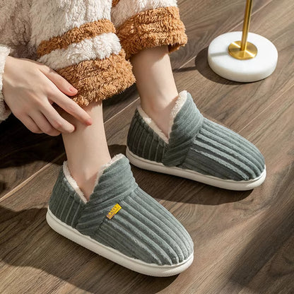 1 pcs Fashionable plush slippers, men's and women's winter indoor fluffy warm plush home slippers, outdoor plush soft fur slippers