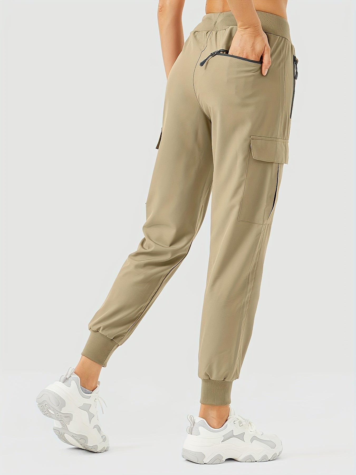 Women'S Cargo Joggers Hiking Pants Lightweight Camping Quick Dry 50+ Zippered Pockets