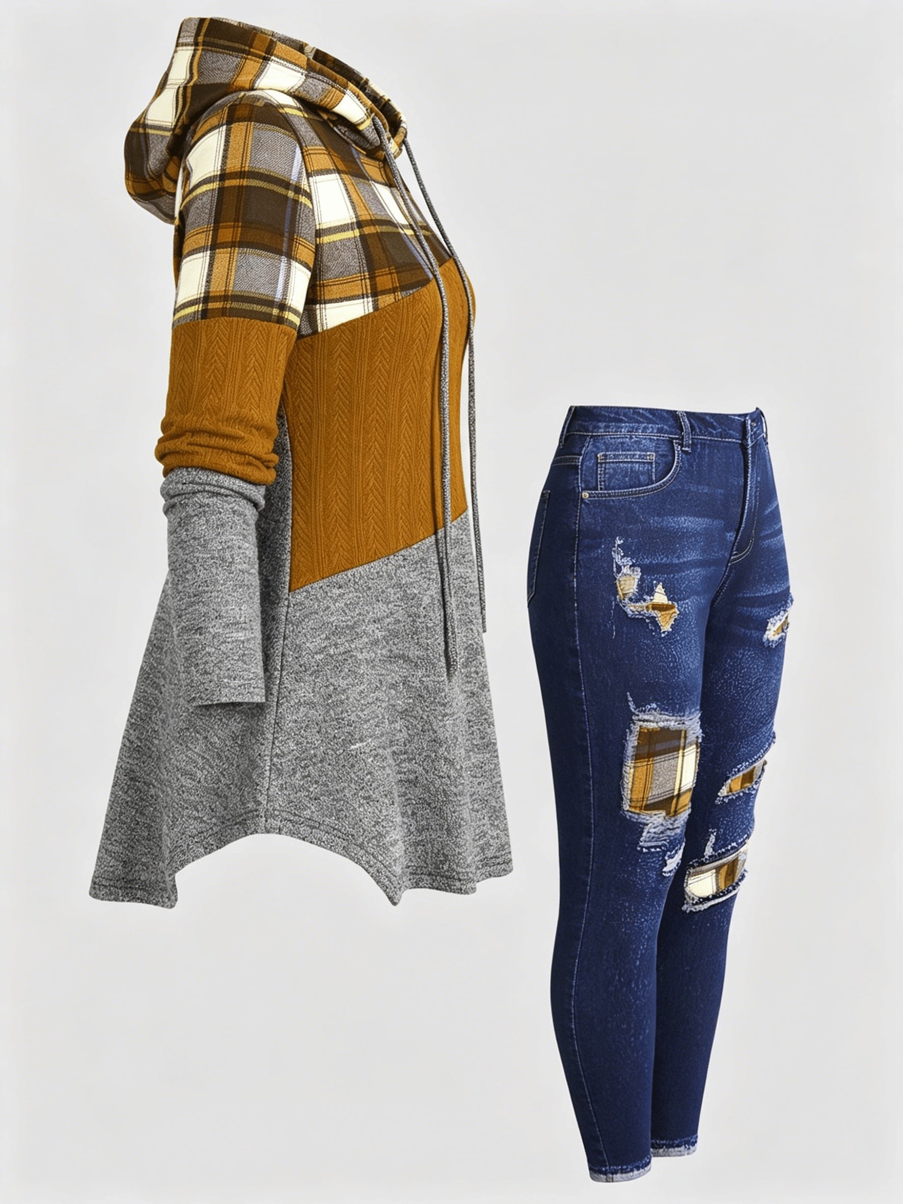 Women's Yellow Denim Printed Pants - product view 5