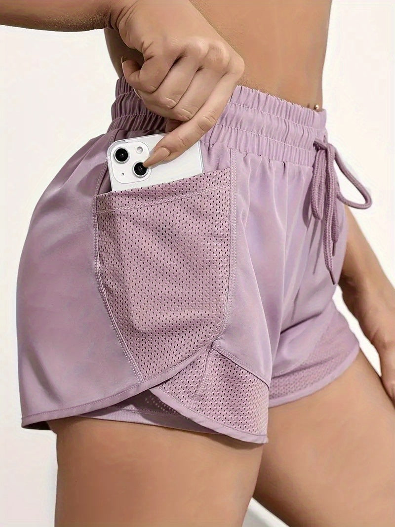 FOEIERAA Fashionable Ladies 3pcs Set Of Yoga Sports Shorts, Fake Two-piece High-waist Sports Shorts, High Elastic And Quick-drying, Light And Breathable, Suitable For Running, Yoga, Cycling, Fitness, Studio, Casual Outing, Daily Outfit, Suita