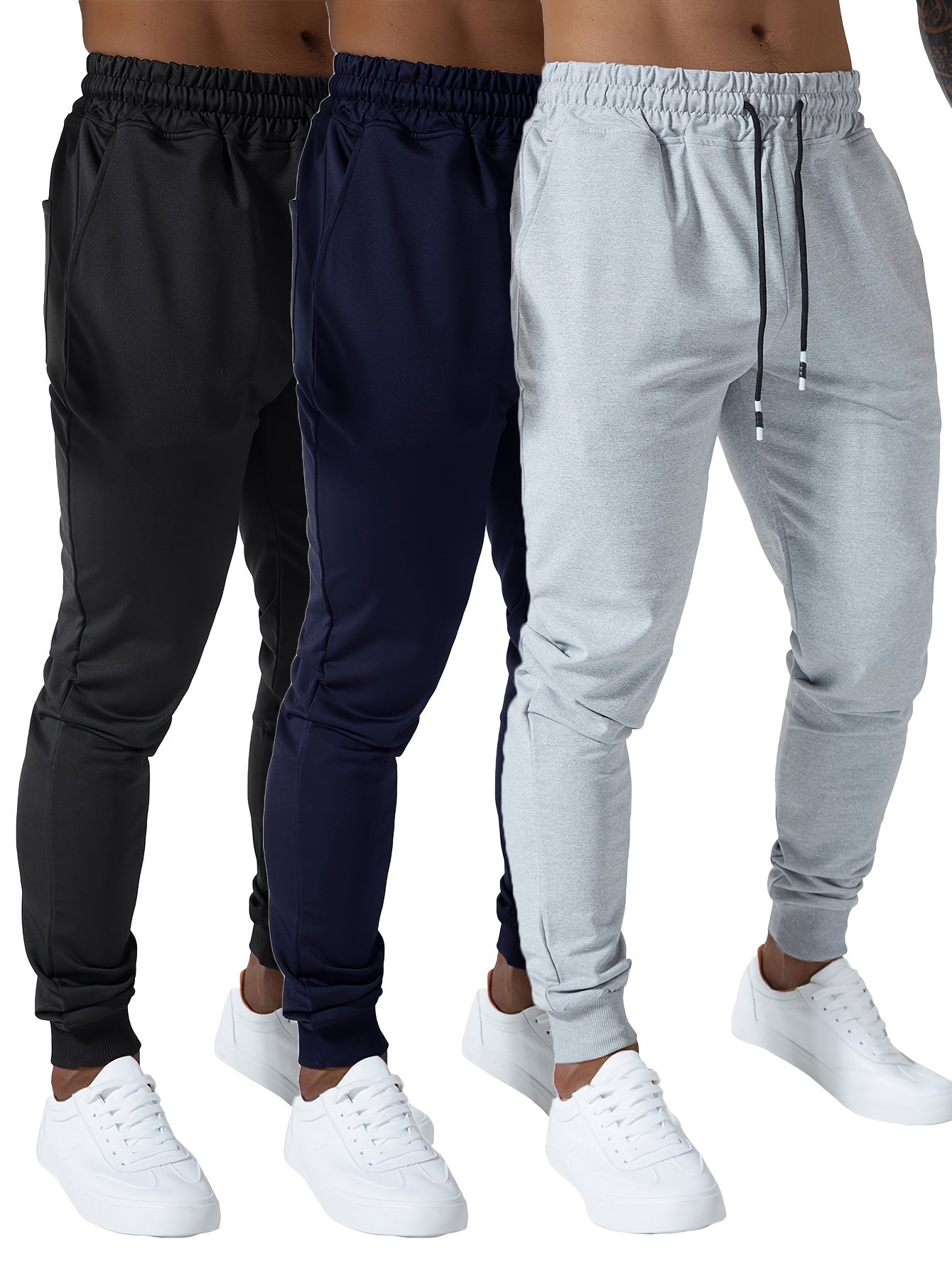 Set of 3 Men'S Athletic Joggers, Stylish Sweatpants for Sports