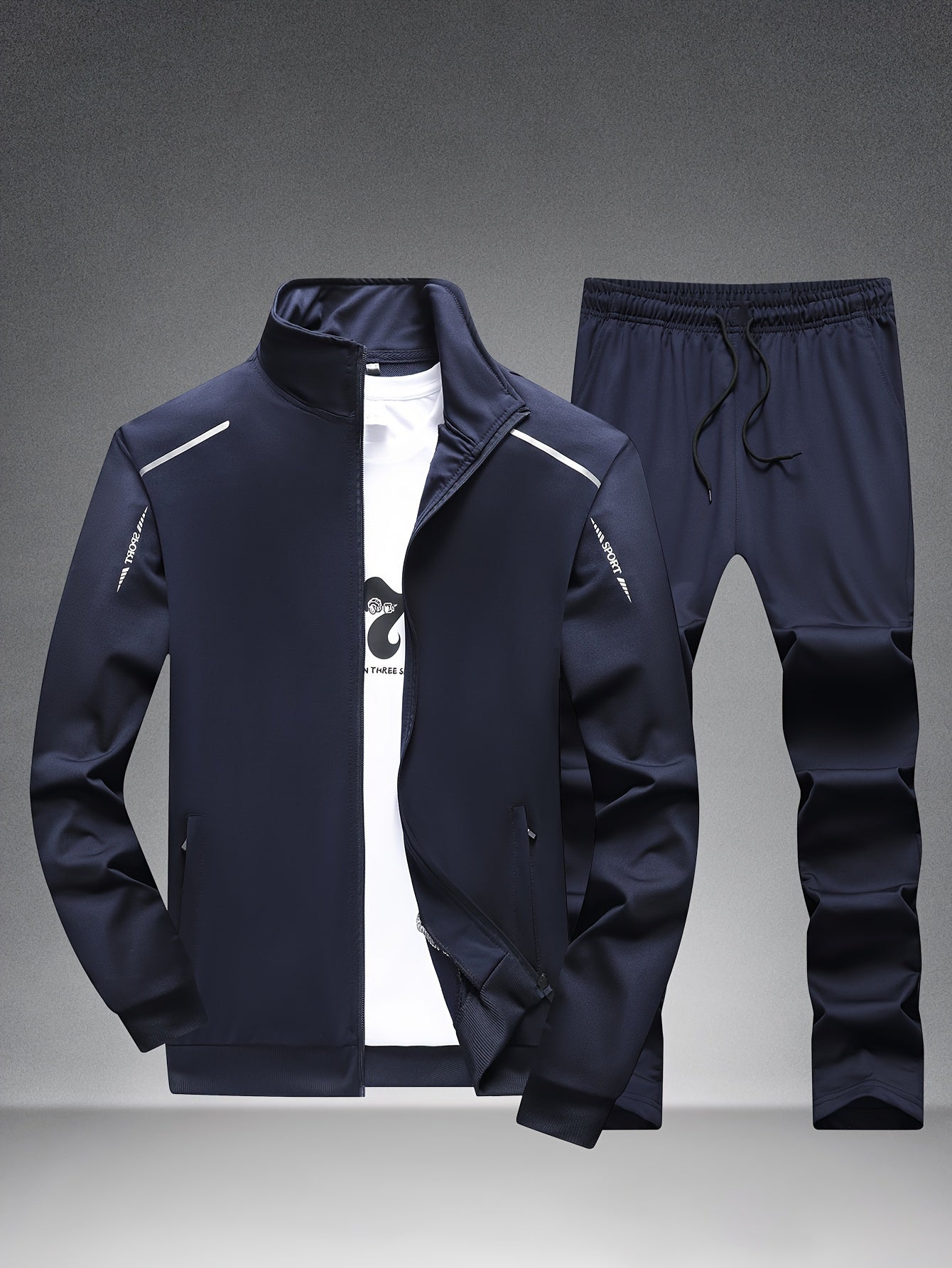 Men'S Casual Zip-Up Jacket And Sweatpants Set for Spring And Autumn Sports