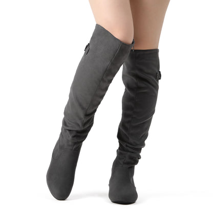 DREAM PAIRS Women's Suede Over The Knee Thigh High Winter Boots, Women shoes, comfortable Walkable Style shoes for women, over-the-knee boots for women, Knee length Autumn Winter Boots