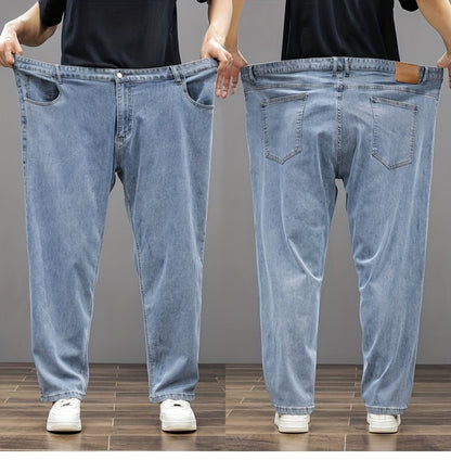 Plus Size Men's Soft & Comfy Jeans - Casual Loose Fit Denim Pants with Pockets, Stretch Rayon Blend for Fall/Winter, PLUS SIZE