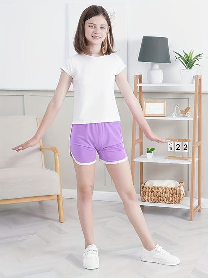 Random 6pcs Of Girls' Sporty Shorts, Children's High-waisted Yoga Dance Cycling Shorts, Comfortable Gymnastics Shorts, 2-12 Years Old, Spring Clothes, Summer Clothes, Easter Gifts, Discounted, 4th Of July, Perfect for Outdoor