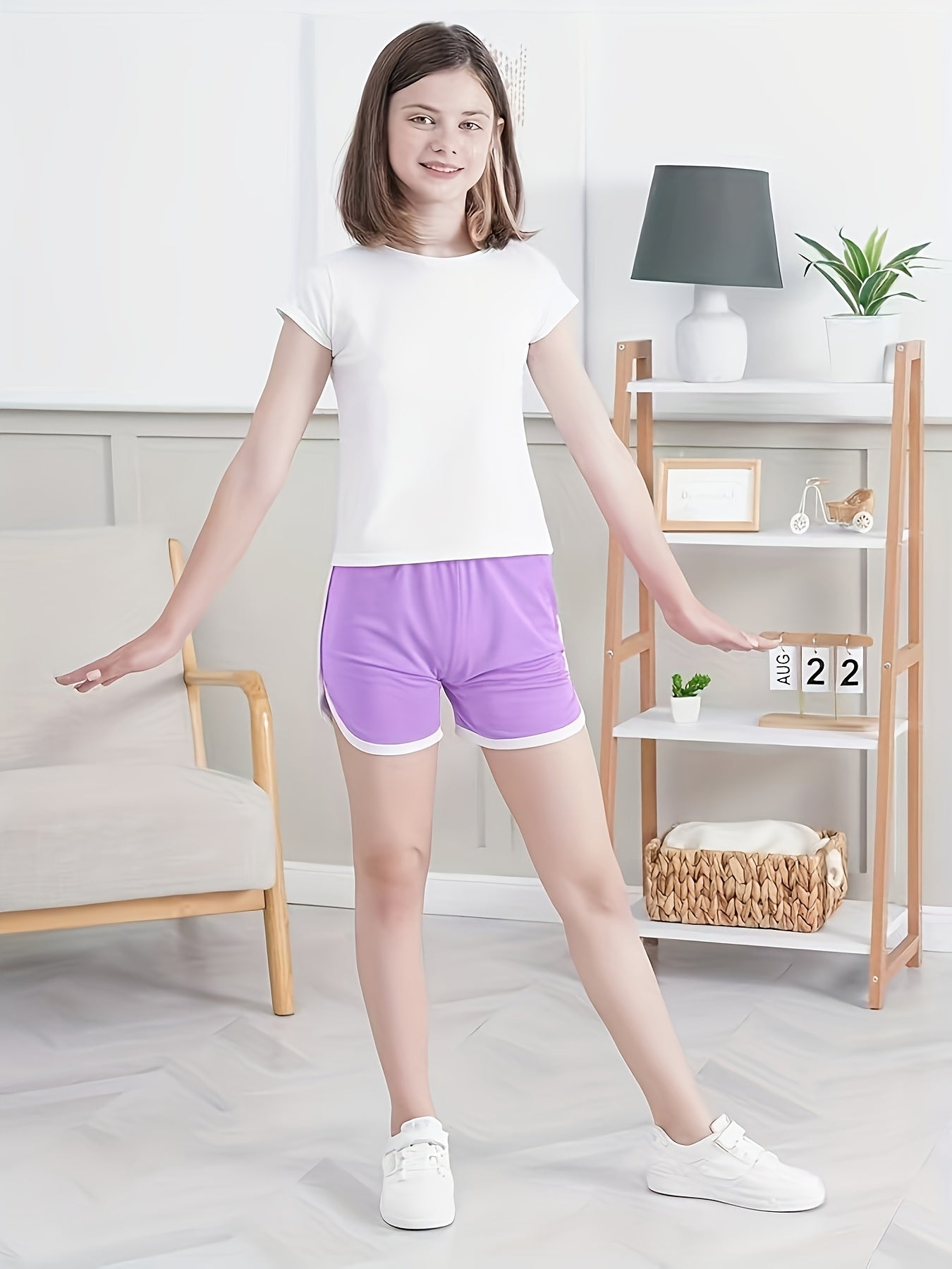 Random 6pcs Of Girls' Sporty Shorts, Children's High-waisted Yoga Dance Cycling Shorts, Comfortable Gymnastics Shorts, 2-12 Years Old, Spring Clothes, Summer Clothes, Easter Gifts, Discounted, 4th Of July, Perfect for Outdoor
