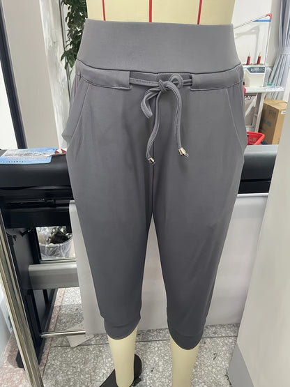 FOEIERAA 3-Pack Ladies' Slim Fit Joggers - High-Waisted, 7/ 8 Length With Drawstring Pockets - Great For Fitness, Errands & Loungewear