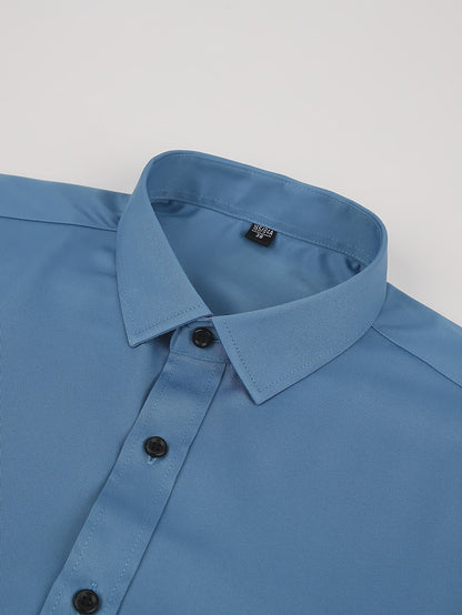 Men's Cufflink Shirt 2026 Spring/Summer French Cuff Shirt Breathable, Stretchy, Wrinkle-Resistant Business Casual Easter Gift Suitable for Men, Husband, Father Holiday Cruise Essential Short-Sleeve Shirt Summer Top Formal Dress Shirt