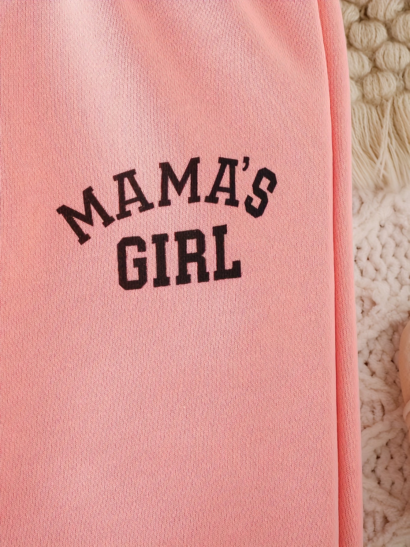 3pcs Layette Set for Youngsters - "Mama's Girl" Pink Hoodie, Cami Top & Jogger Pants with Drawstring Waist, Casual Knit Fabric Outfit for Fall/Winter, Casual Wear|Playful Design|Stretchy Materia, for Outdoor, Perfect for Outdoor