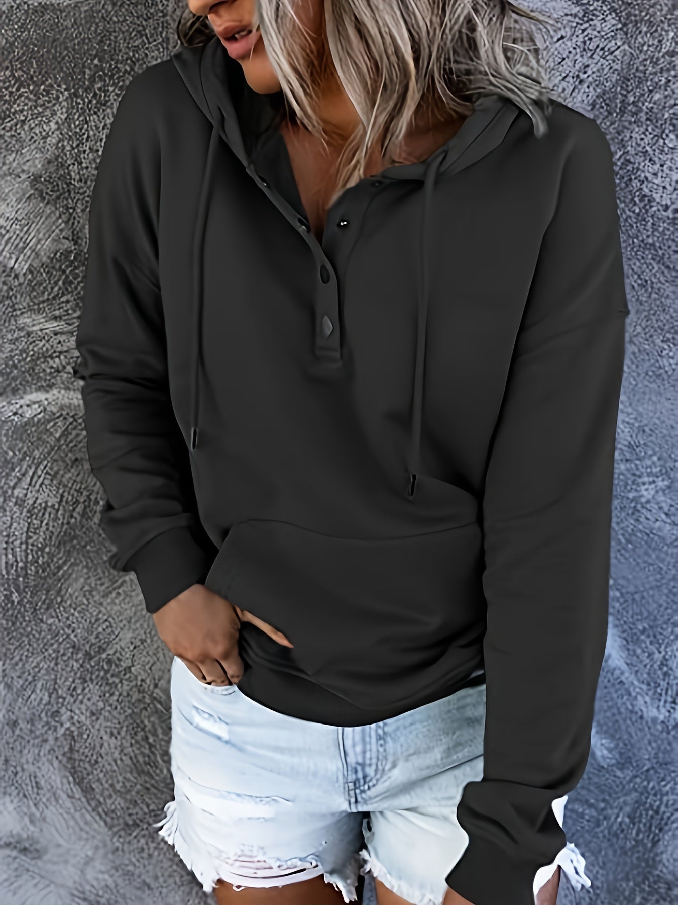 Hoodie for Women Sweatshirt Button Tops Casual Long Sleeve Oversize Pullover