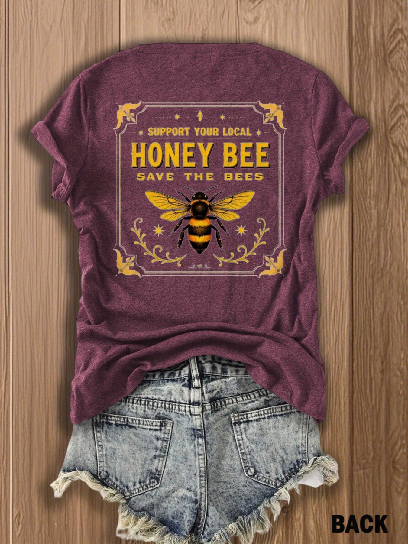 Save the Bees T-Shirt - Support Local Bee Conservation, Soft Breathable Tee Suitable for Nature Lovers, Casual Summer Wear with Bee Graphics (Machine Washable)