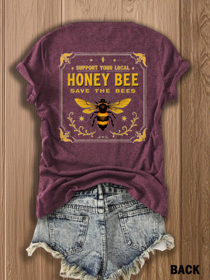 Save the Bees T-Shirt - Support Local Bee Conservation, Soft Breathable Tee Suitable for Nature Lovers, Casual Summer Wear with Bee Graphics (Machine Washable)