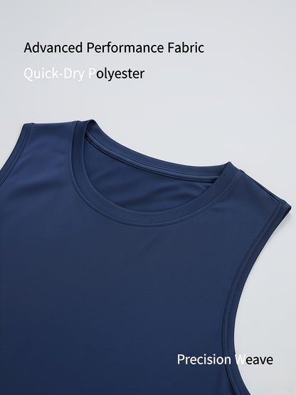 5pcs Men's Quick-Dry Sleeveless Athletic Vests - Breathable Moisture-Wicking Shirts, Solid Color Round Neck Gym Wear Suitable for Sports, Fitness, Outdoor Activities, Spring & Summer, Machine Washable Sleeveless
