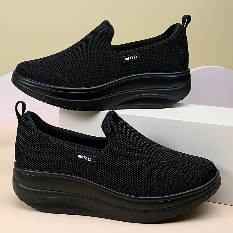 Women's Thick-Soled Height-Increasing Slip-On Walking Shoes - Breathable Lightweight Jogging Sneakers Suitable for Camping, Fitness, Daily Wear with Stability & Cushioned Insole - Year-Round Comfort Boosters