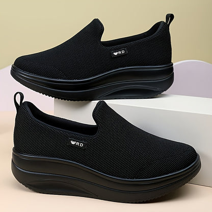 Women's Thick-Soled Height-Increasing Slip-On Walking Shoes - Breathable Lightweight Jogging Sneakers Suitable for Camping, Fitness, Daily Wear with Stability & Cushioned Insole - Year-Round Comfort Boosters