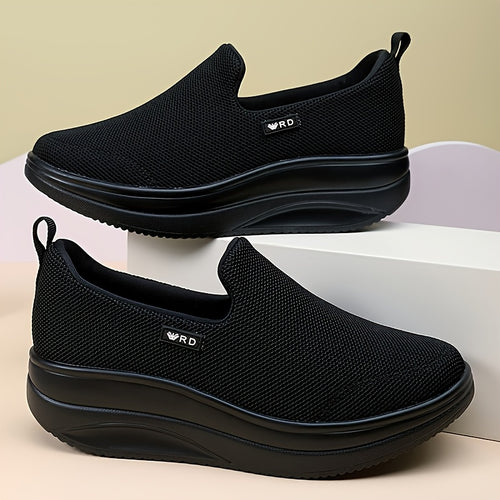 Women's Thick-Soled Height-Increasing Slip-On Walking Shoes - Breathable Lightweight Jogging Sneakers Suitable for Camping, Fitness, Daily Wear with Stability & Cushioned Insole - Year-Round Comfort Boosters