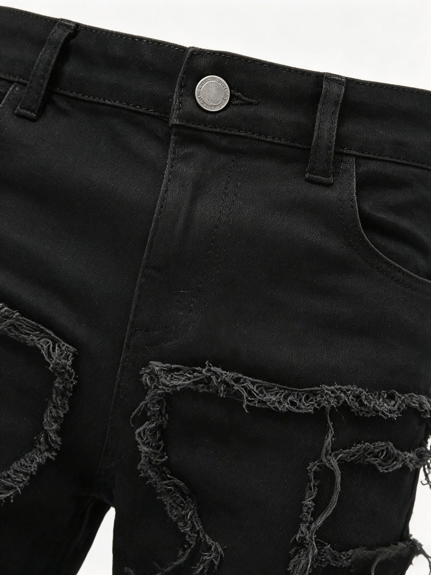 Men's Creative Tassel Decor Straight Fit Jeans, Men's Casual Mid-Rise Elastic Street Style Hip-Hop Skate Rap Jeans for All Seasons
