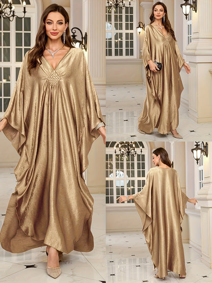Women'S Caftans Kaftan Dresses Beach Cover Up Oversized Loose Beach Blouse Woven Gorgeous Golden Holiday Robe