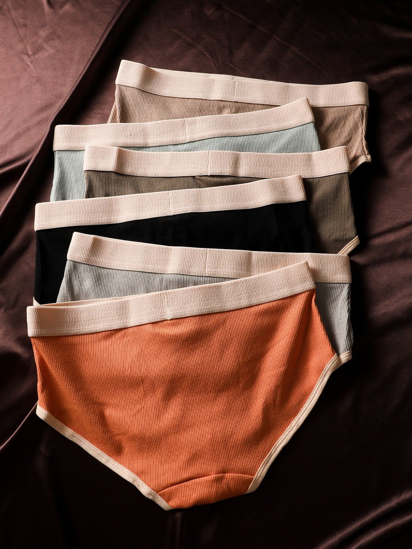6pcs BIWEIER Women's Soft Underwear - Full Coverage Briefs with Striped Waistband, Soft Skin-Friendly Panties Suitable for Daily Wear, Gym, Vacation - Elegant Ladies Valentine's Gift (Non-Sheer)