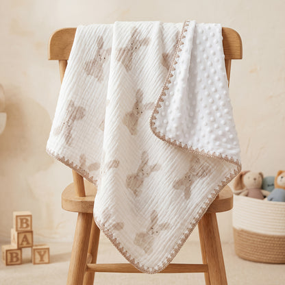 Baby Blanket for Boys Girls, Double Layer Soft Cotton Muslin Baby Blanket, 40" X 40" Lightweight Soft Swaddle Blanket for Newborn Unisex