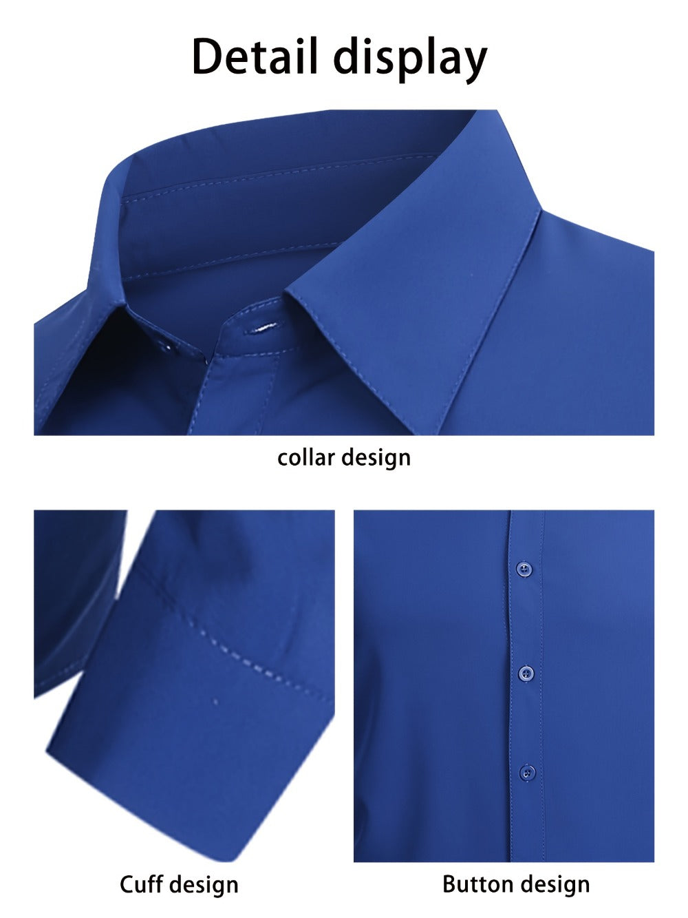 Men's Solid Color Dress Shirt - Collared Long Sleeve 146277