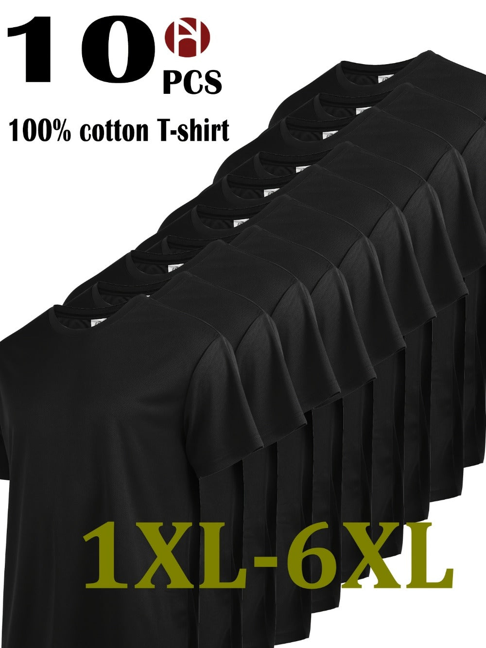 Men's 10-Pack Plus Size Sports T-Shirts - Solid Color Value Pack