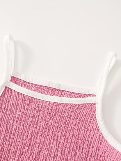 8pcs Girls Summer Camisole Vest 2pcs Tops + Pants Set Summer New Baby Thin Shorts Holiday Gift Party Girl's Clothes Children's Clothing, Perfect for Outdoor