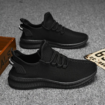 Men's Lightweight Low-Top Sports Shoes - Breathable Fabric and Rubber Sole