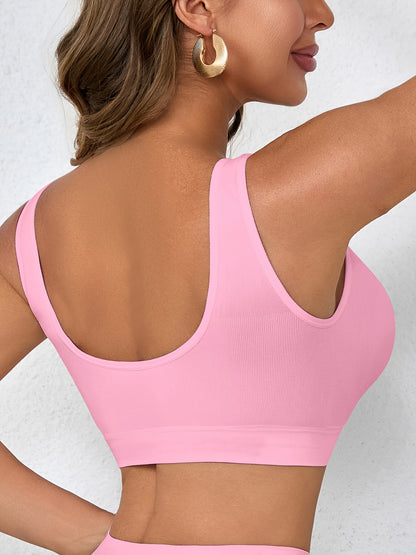 7pcs Set Of Women's Single-layer Seamless Underwear, Comfortable, Breathable, No Padding Sports Bra, Women's Yoga Vest Style Underwear