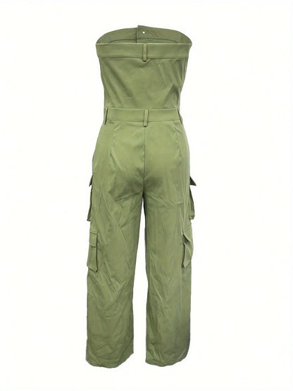Ladies Tube Top One-piece Suit Pants, Women'S Strapless One-piece Suit With Pants, Summer And Spring Casual Sexy Women'S Dress Pants, Women'S Clothing Set