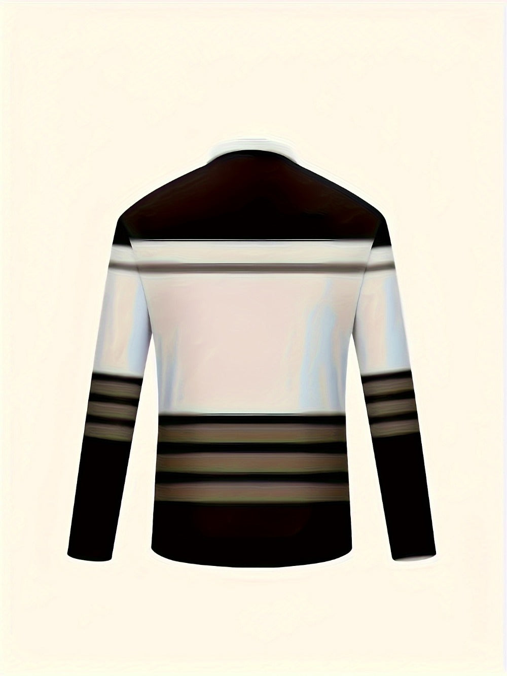 Men's Zip Collar Polo – Striped Long Sleeve Shirt