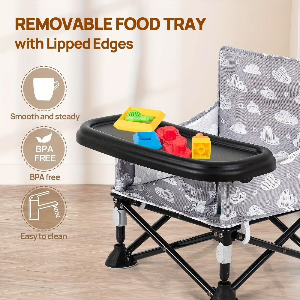 Foldable Baby Dining Chair - Portable Tray Seat
