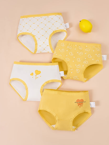 12-pc Girls Cartoon Print Sports Underpants | Soft, Breathable, Stretch Fabric, Short Length, Casual & Athletic Briefs For Daily Wear, Parties, Outings, Training & Hiking