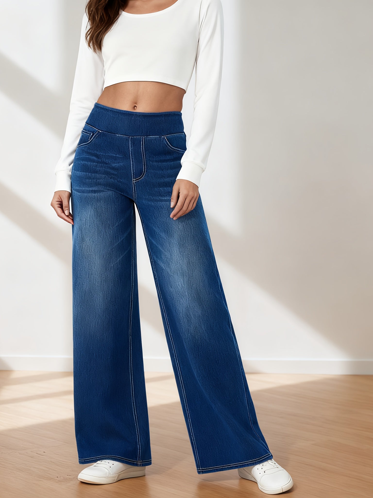 Women's Light Blue Denim High-Waist Jeans - product view 19