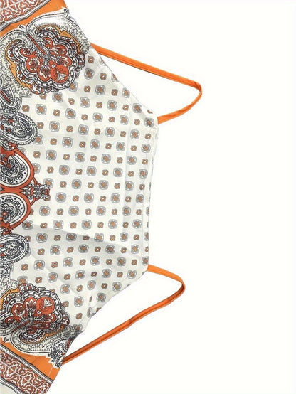 Ladies Elegant Paisley Printed Strap Below Camouflage Strap Top