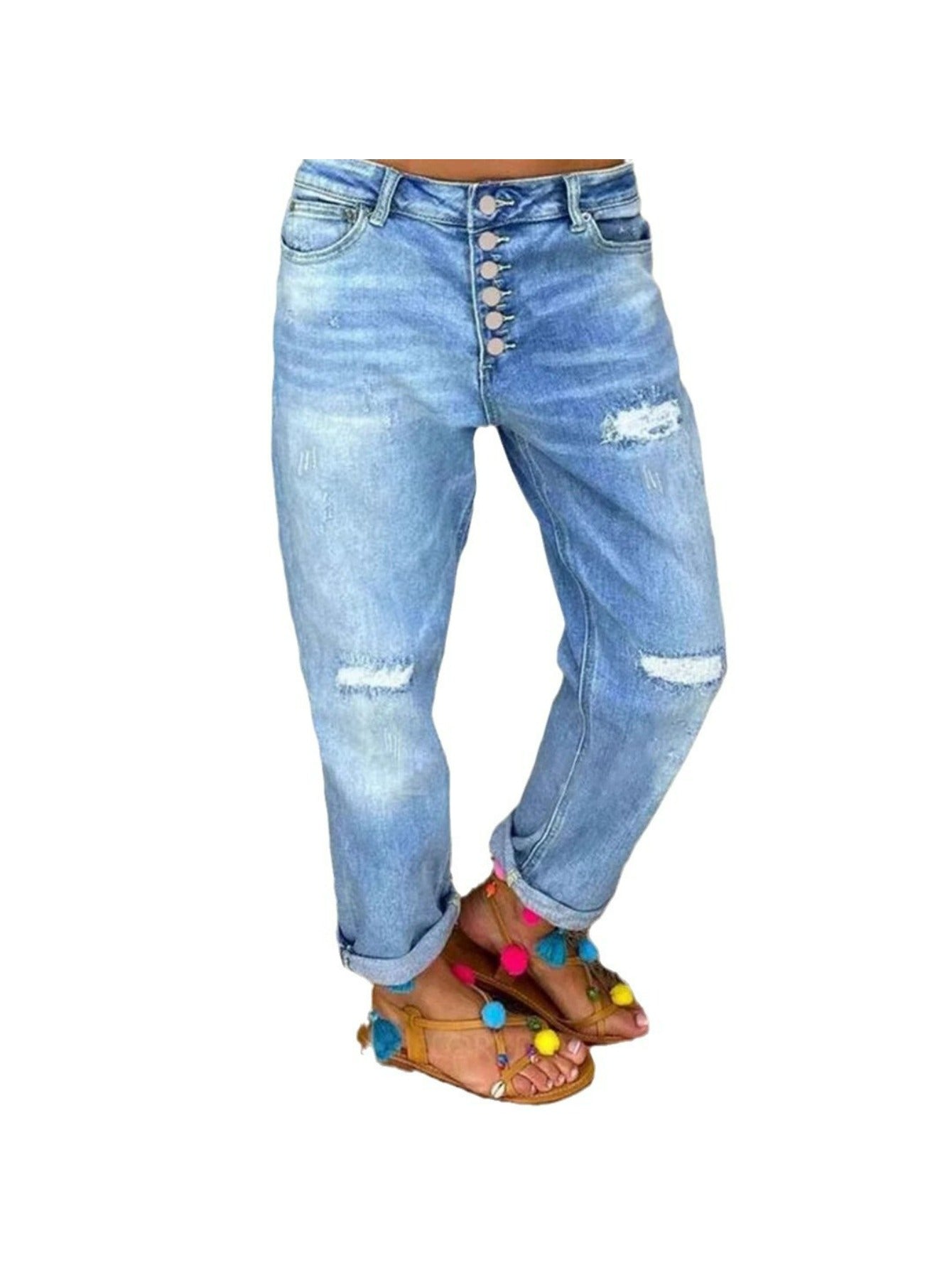 1 Pack Women's 4-Season Fashion Loose Washed Straight-Leg Jeans - Comfortable Stretchy All-Season Regular Fit, Stylish Casual Outfit, Ideal for Daily Wear, Shopping, Dates & Travel - Sizes S/ M/ L/ XL/ XXL