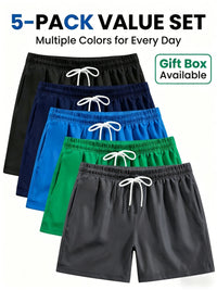 5-Piece Set in Black, Navy Blue, Blue, Green, and Dark Gray